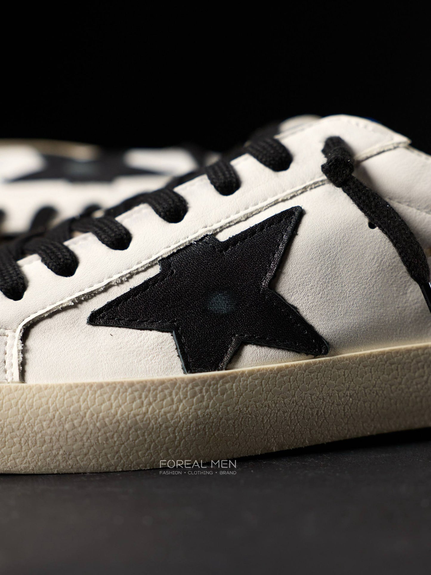 Golden Goose Super-Star White Leather Sneakers with Black Star & Croc Heel Tab