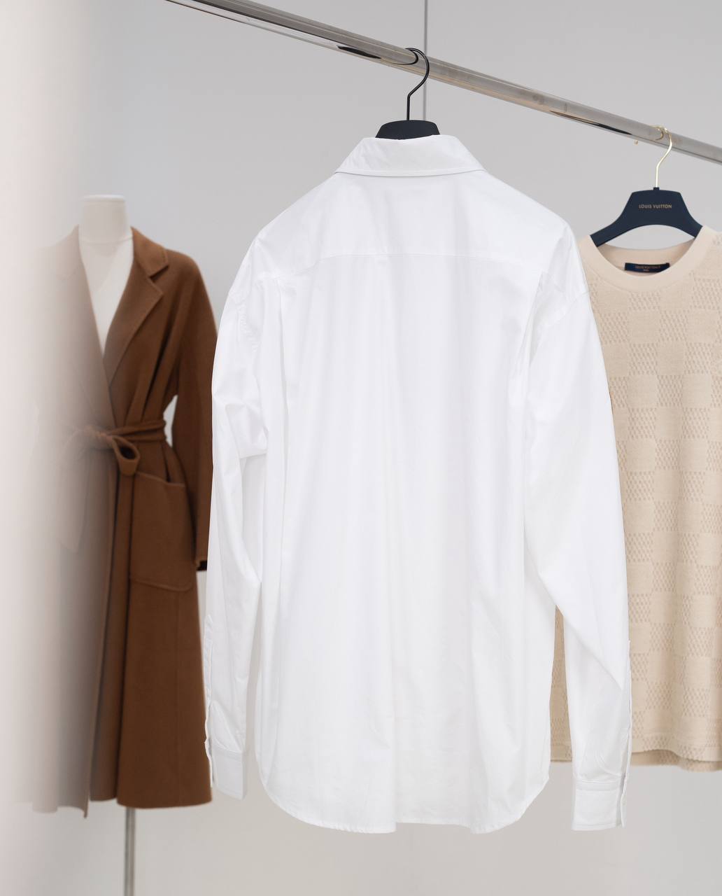 Balenciaga White Cotton Button-Up Shirt with Embroidered Logo & Crest Sleeve Patches