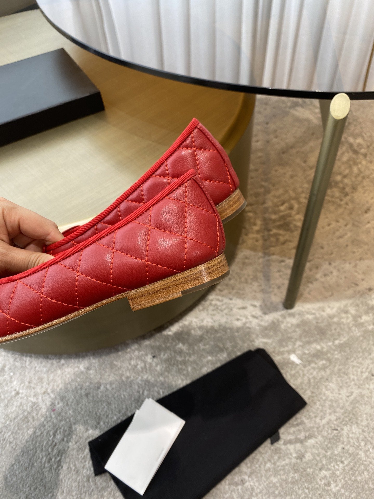 BALLET FLATS RED QUILTED LAMBSKIN - 35