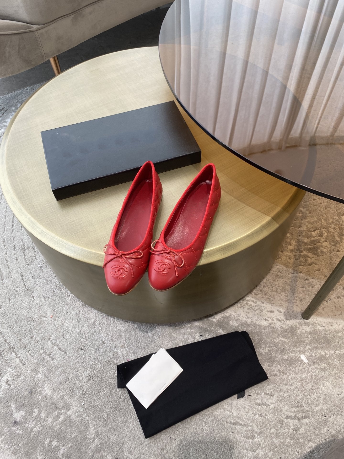 BALLET FLATS RED QUILTED LAMBSKIN - 35