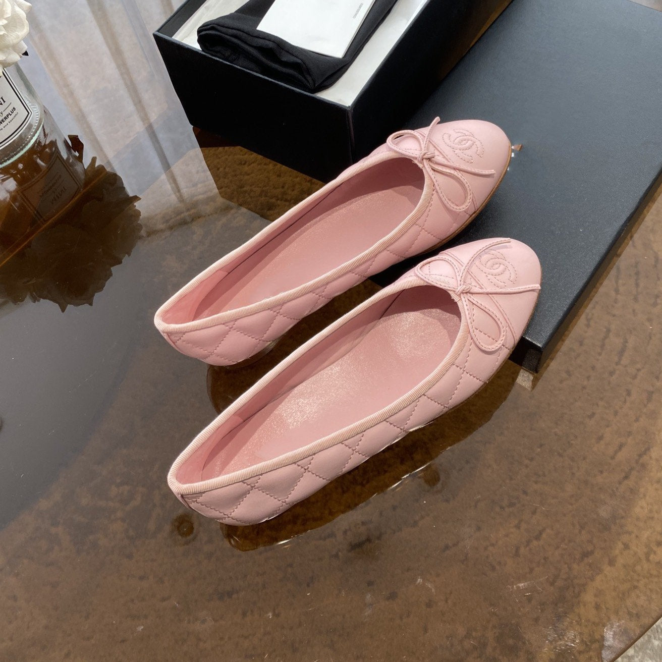 BALLET FLATS PINK QUILTED LAMBSKIN - 35