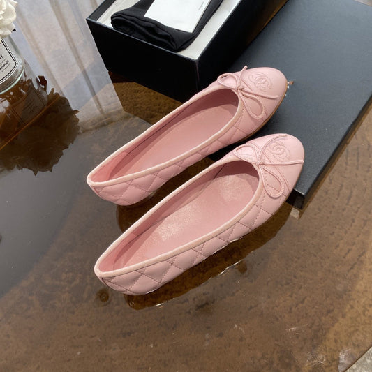 BALLET FLATS PINK QUILTED LAMBSKIN - 35