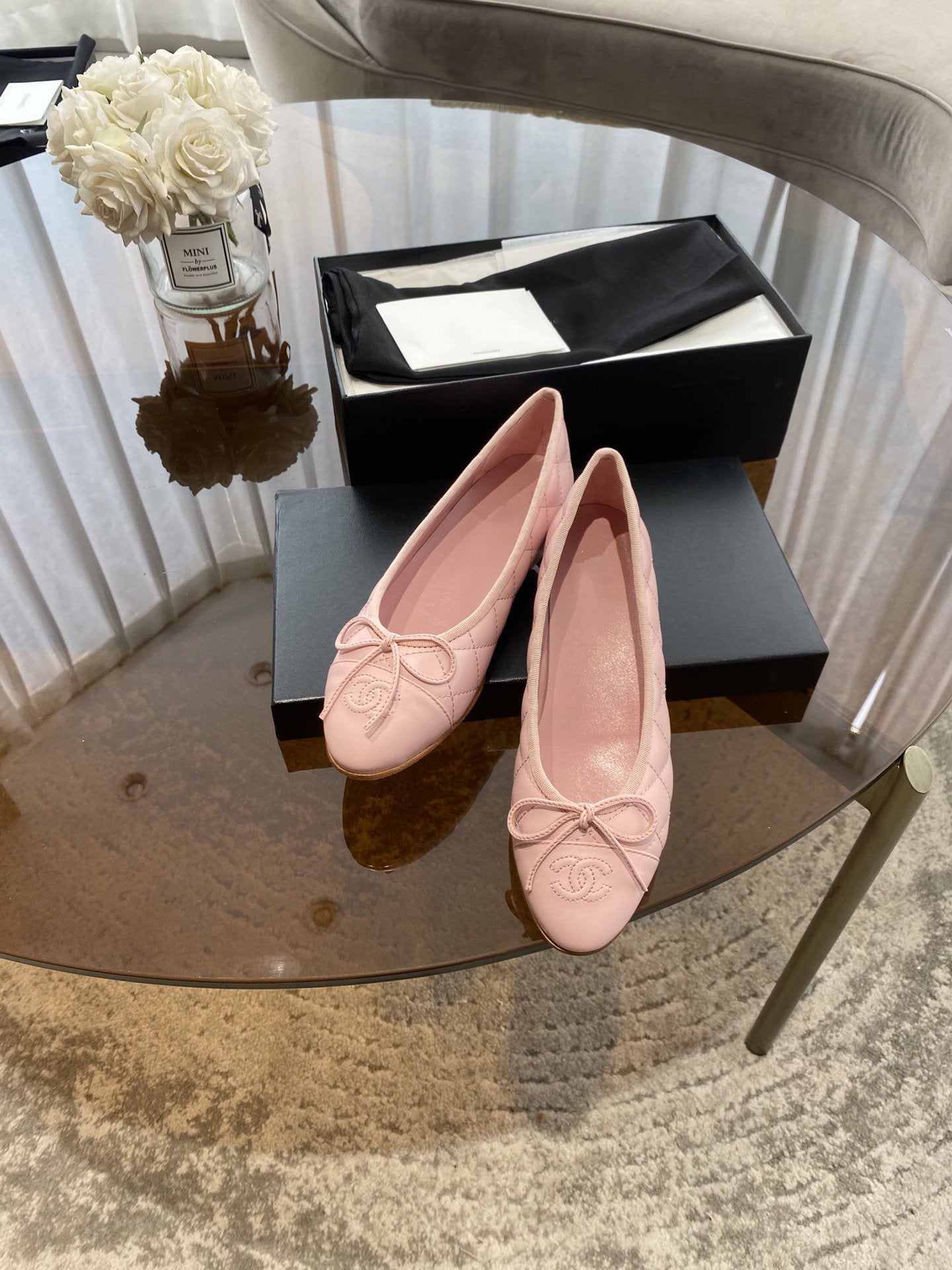 BALLET FLATS PINK QUILTED LAMBSKIN - 35
