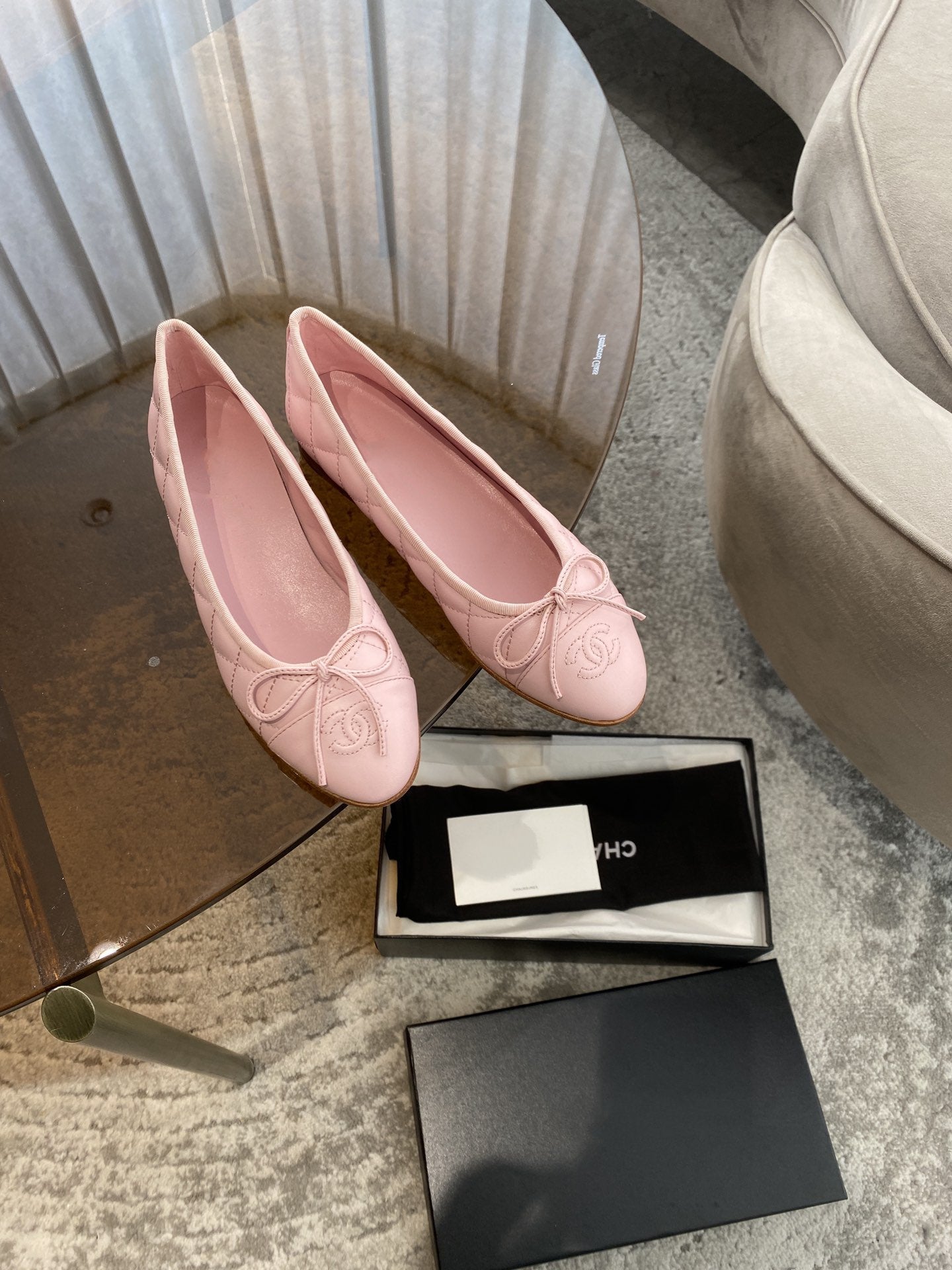 BALLET FLATS PINK QUILTED LAMBSKIN - 35