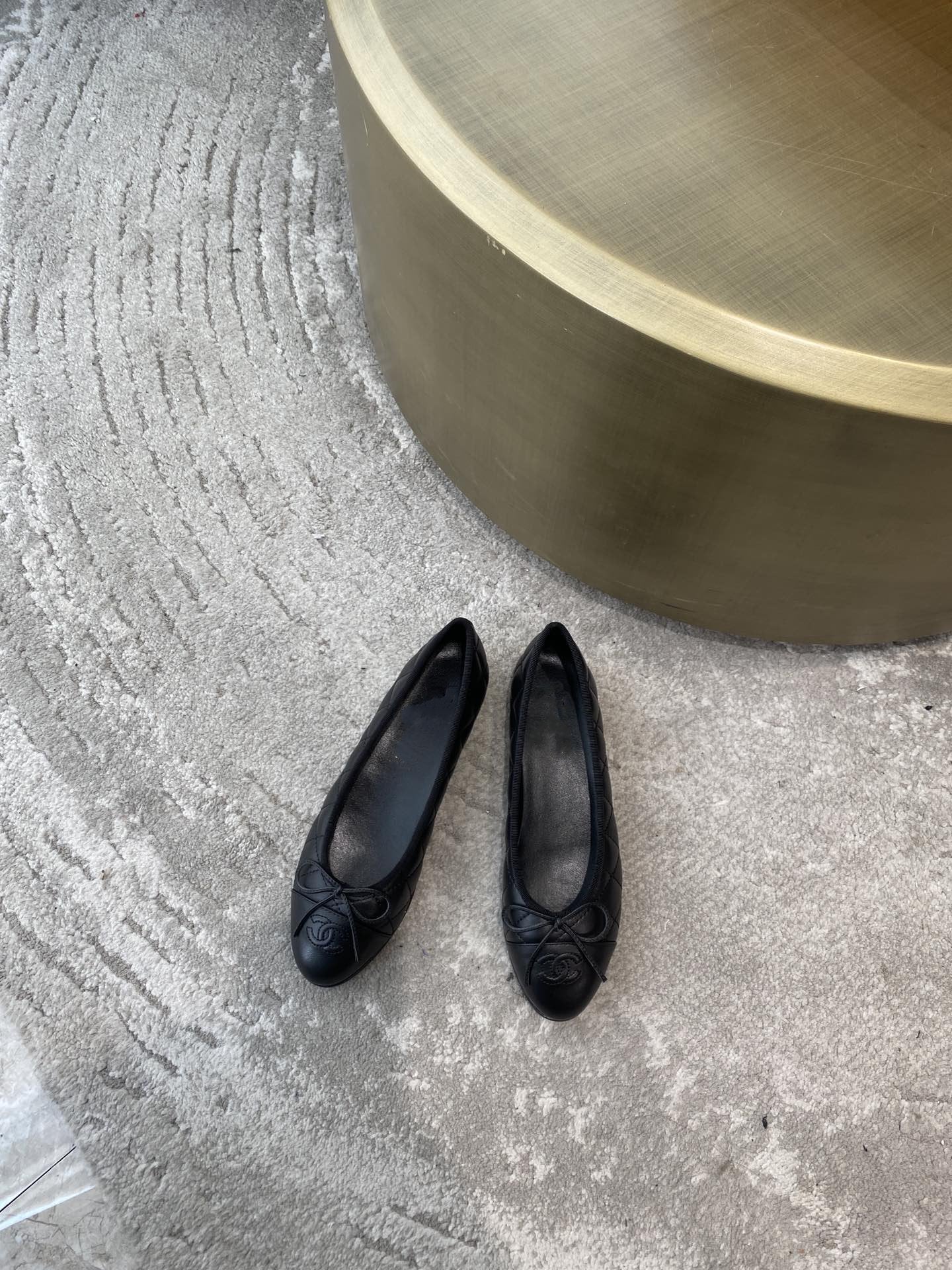 BALLET FLATS ALL BLACK QUILTED LAMBSKIN - 35