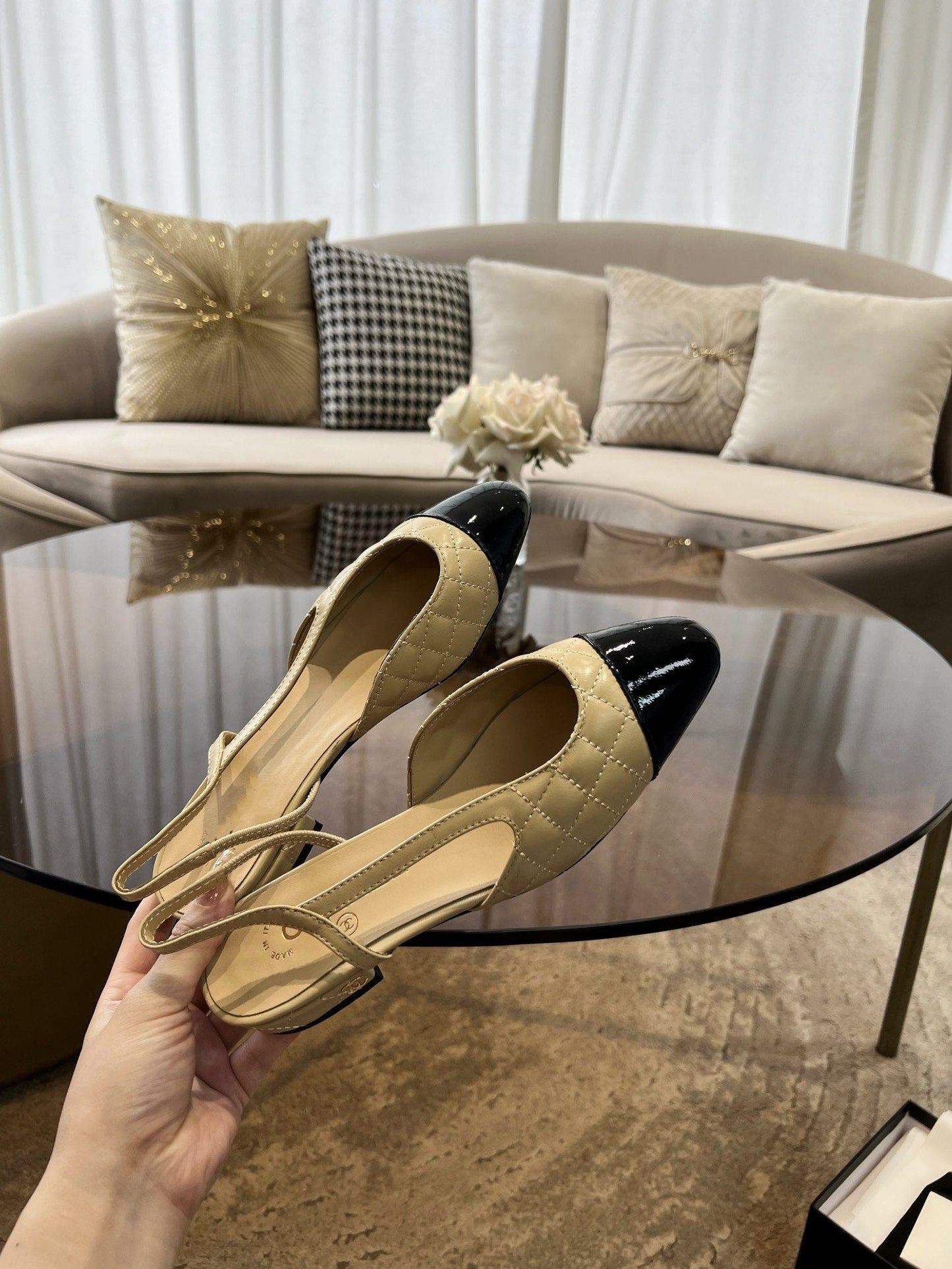 slingbacks beige quilted calfskin - 35