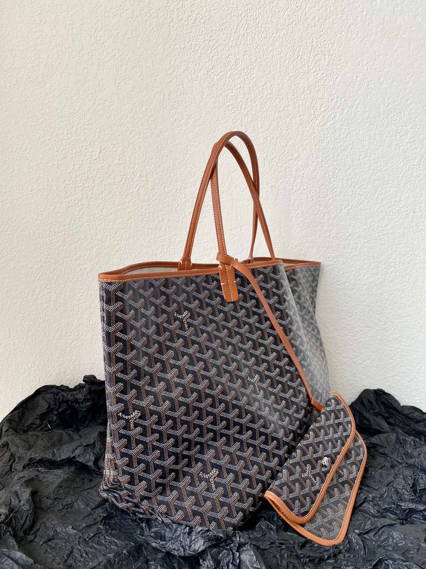 SAINT LOUIS GM 40CM BLACK AND TAN CANVAS - 40cm x 34cm x 20cm