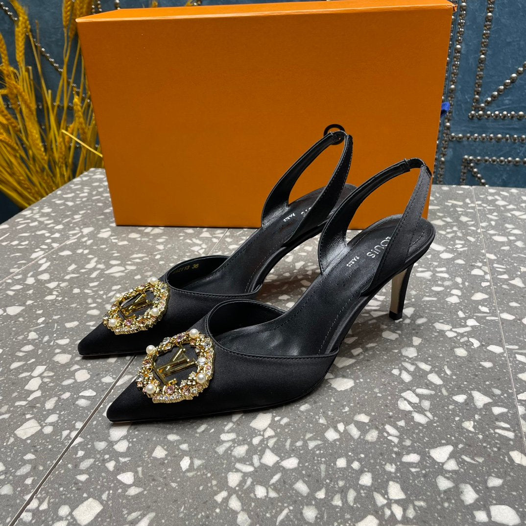 LV MET SLINGBACK PUMP BLACK - 35