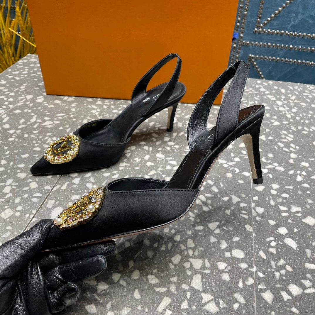 LV MET SLINGBACK PUMP BLACK - 35