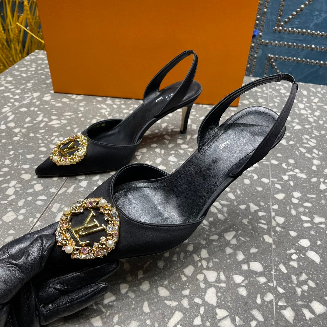 LV MET SLINGBACK PUMP BLACK - 35