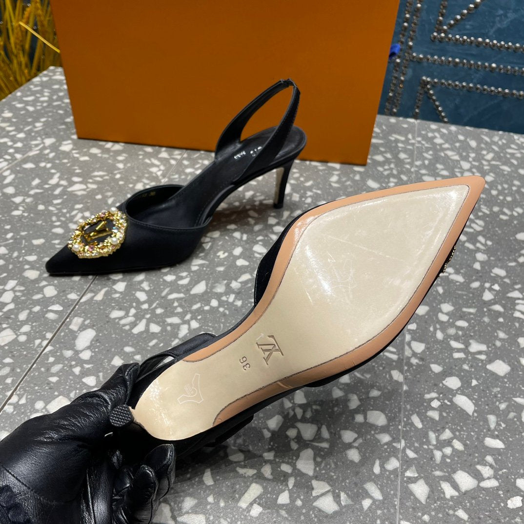 LV MET SLINGBACK PUMP BLACK - 35