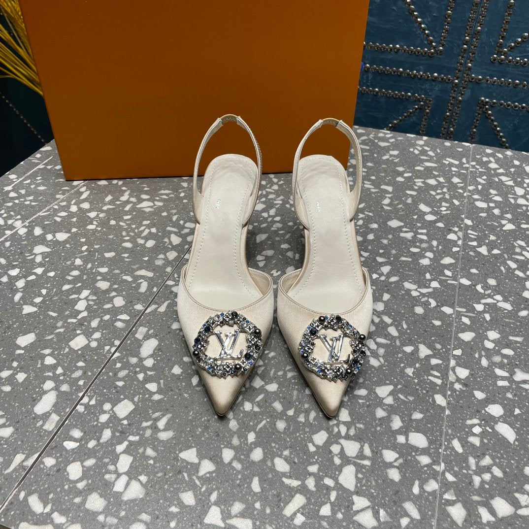 LV MET SLINGBACK PUMP WHITE - 35