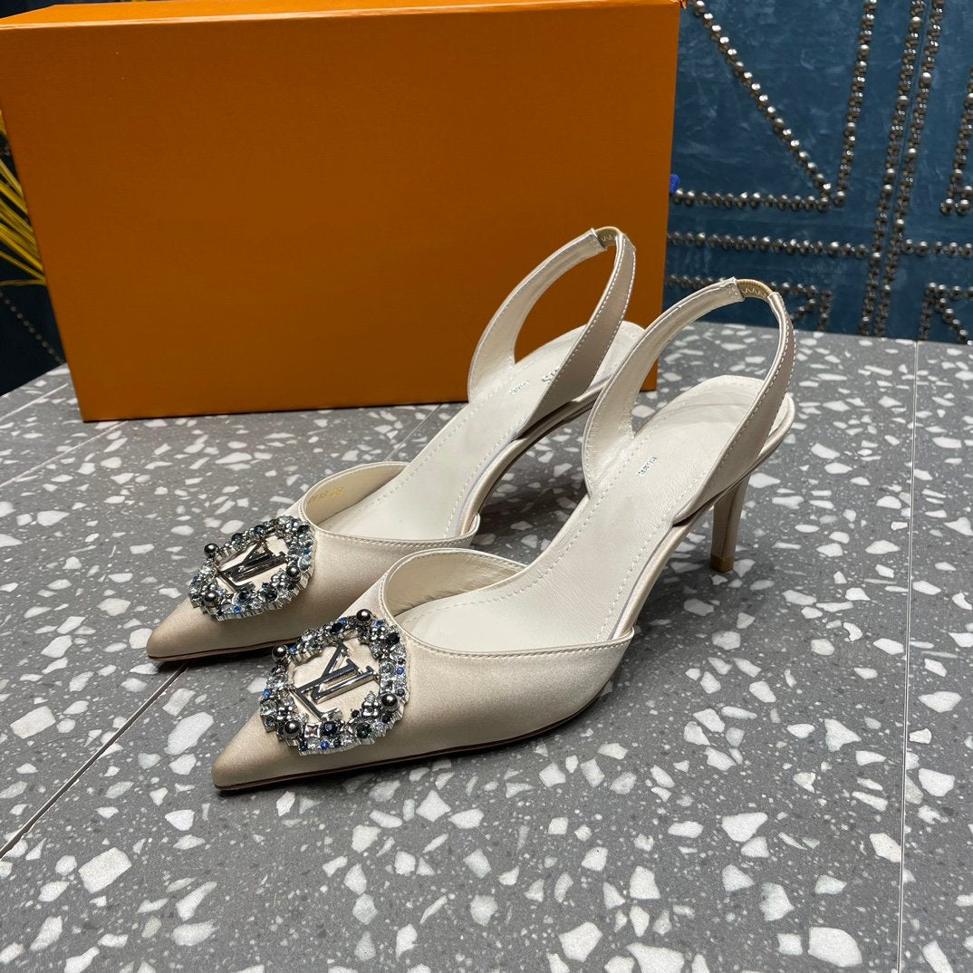 LV MET SLINGBACK PUMP WHITE - 35