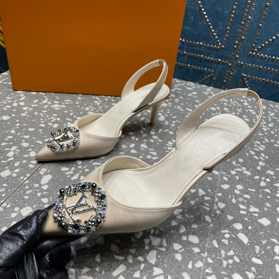 LV MET SLINGBACK PUMP WHITE - 35