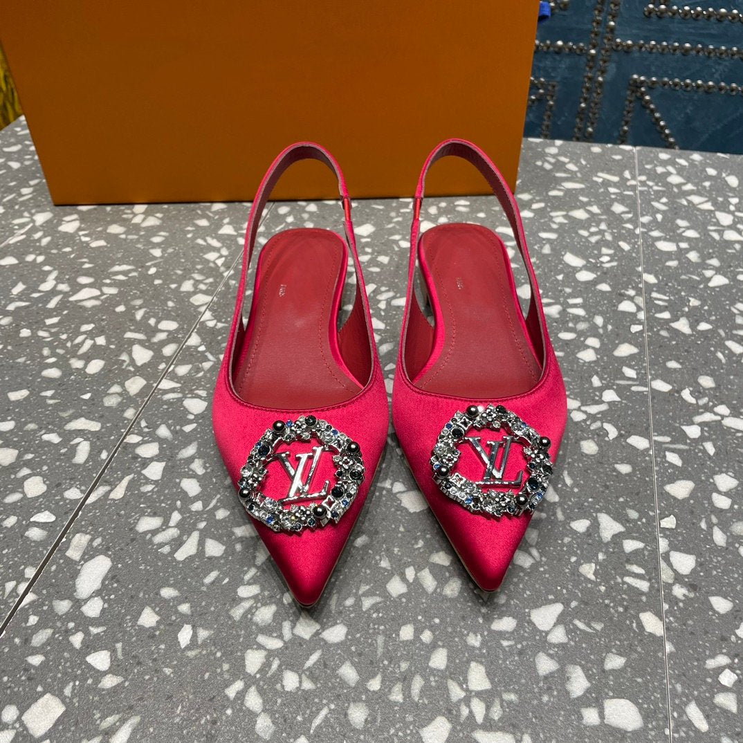 LV MET SLINGBACK BALLERINA RED - 35