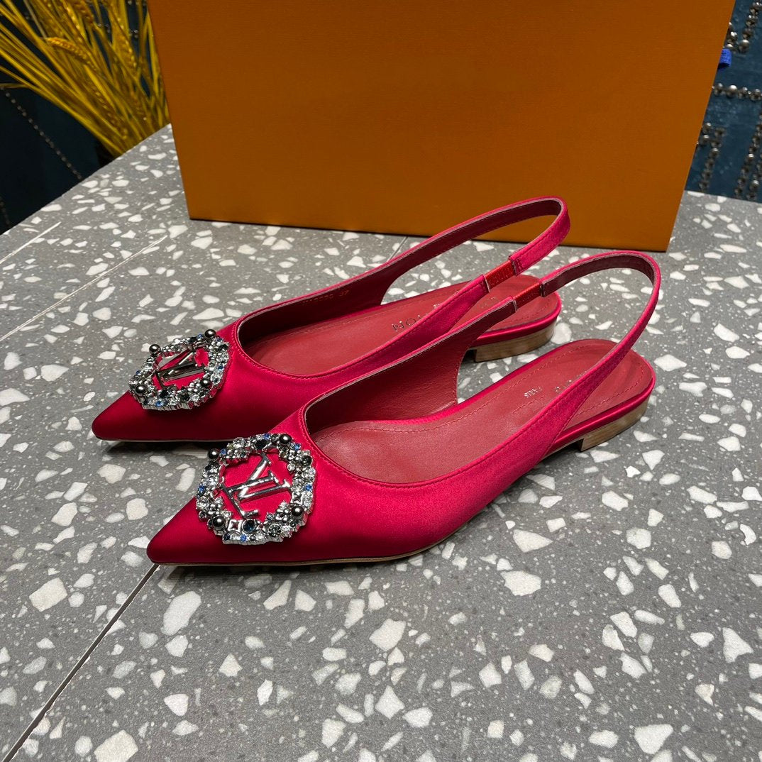 LV MET SLINGBACK BALLERINA RED - 35
