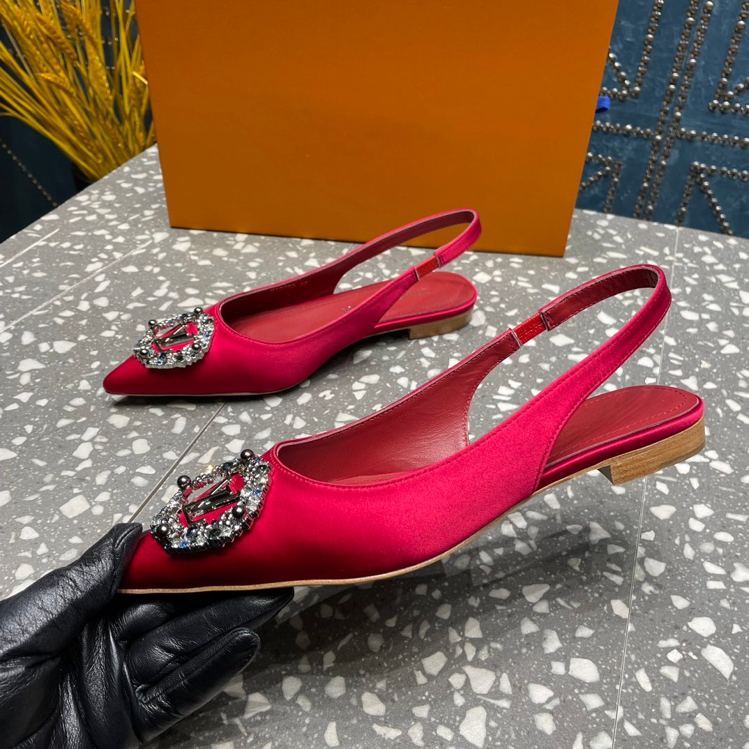 LV MET SLINGBACK BALLERINA RED - 35