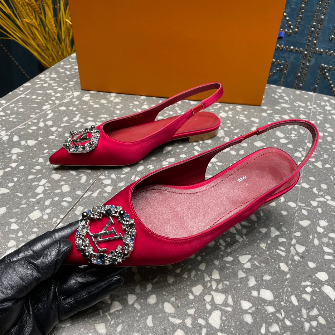 LV MET SLINGBACK BALLERINA RED - 35