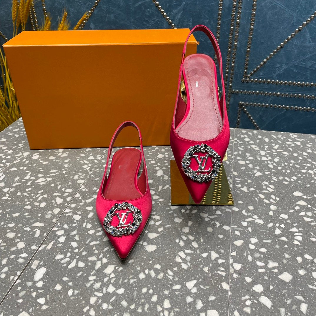 LV MET SLINGBACK BALLERINA RED - 35