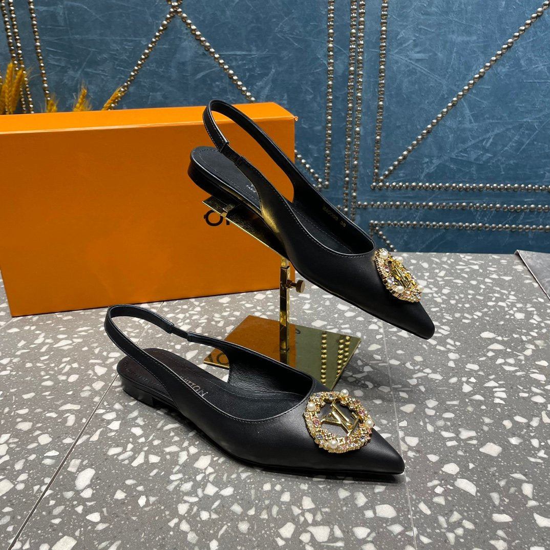 LV MET SLINGBACK BALLERINA BLACK - 35