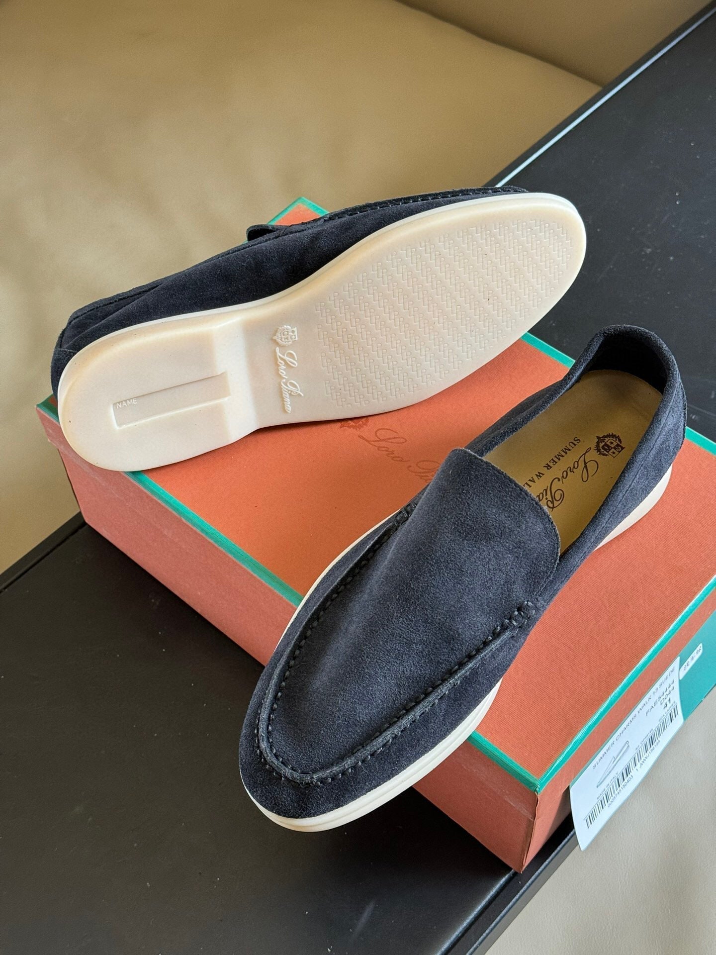 Loro Piana Suede Summer Walk Loafers Navy - 35