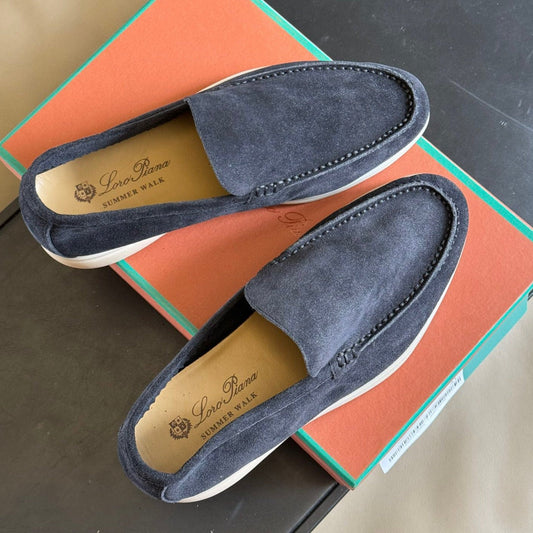Loro Piana Suede Summer Walk Loafers Navy - 35