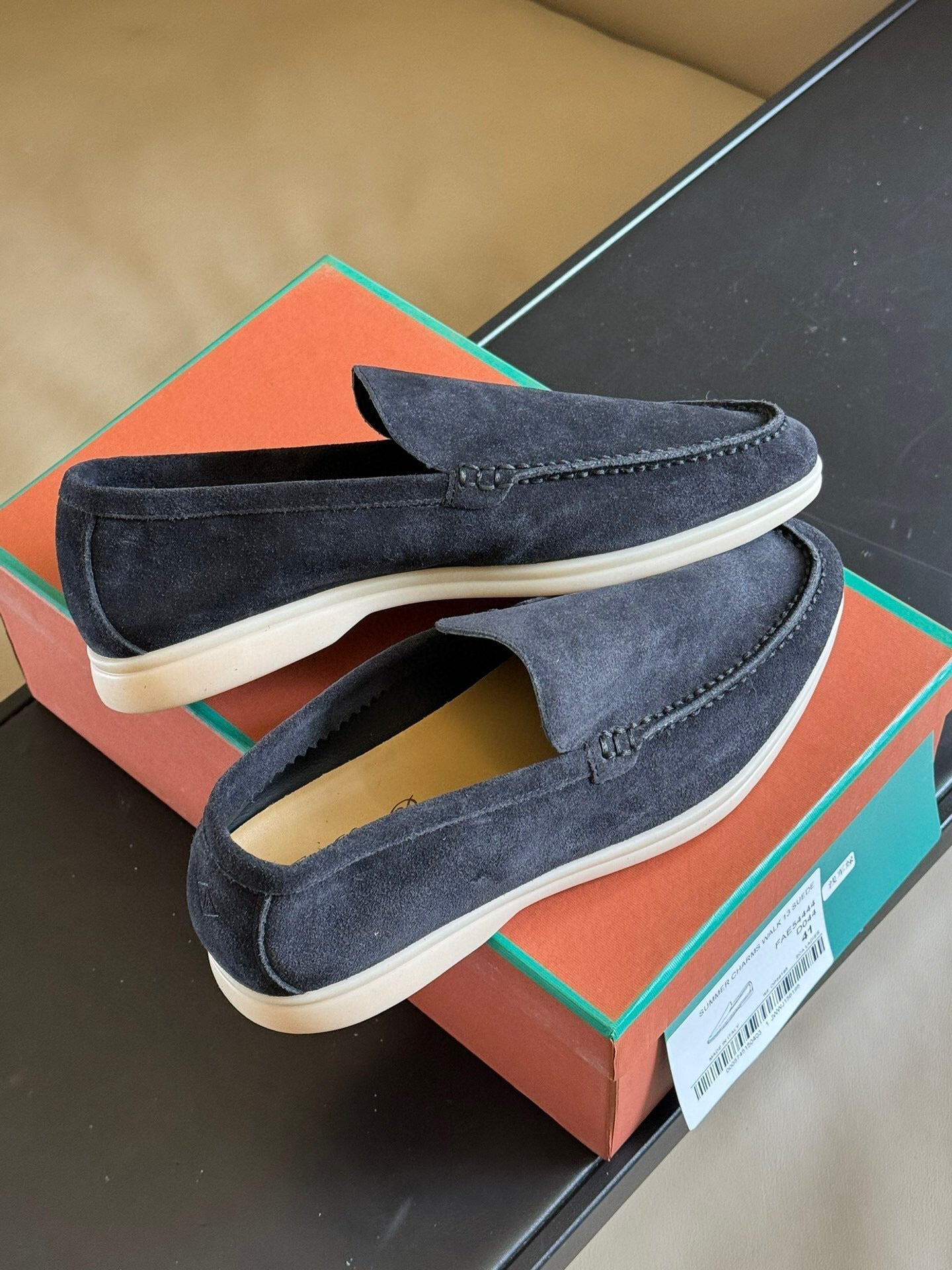 Loro Piana Suede Summer Walk Loafers Navy - 35