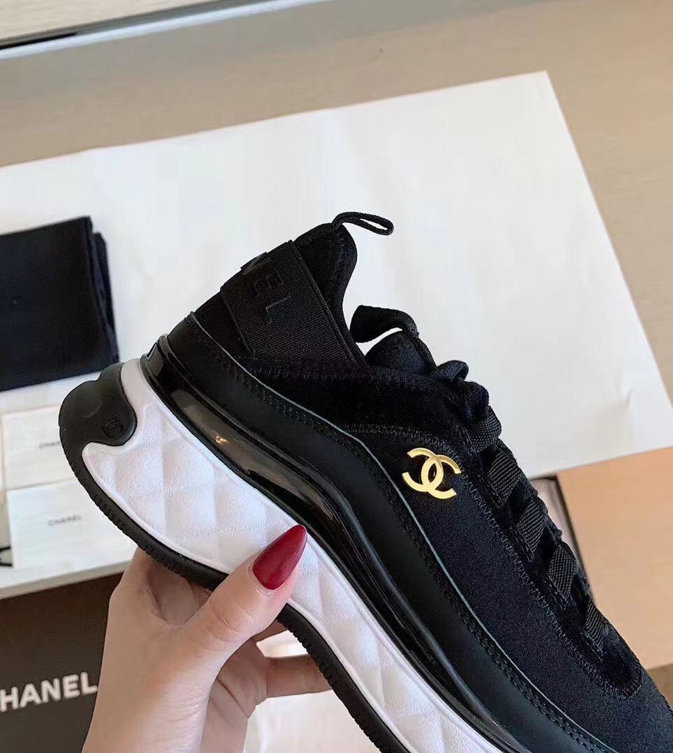 CC Bubble Quilted Trainer Sneaker Black White - 34
