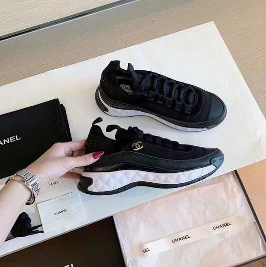 CC Bubble Quilted Trainer Sneaker Black White - 34