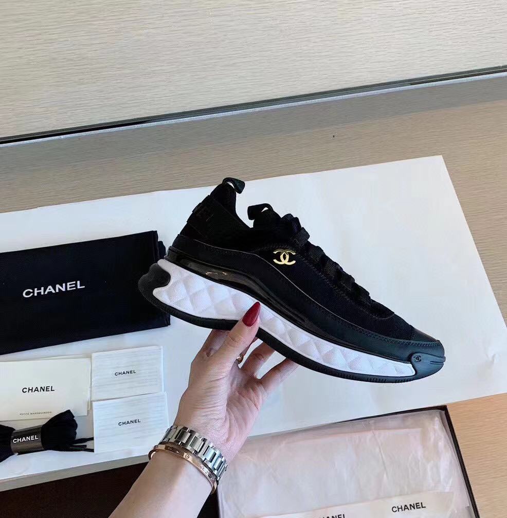 CC Bubble Quilted Trainer Sneaker Black White - 34