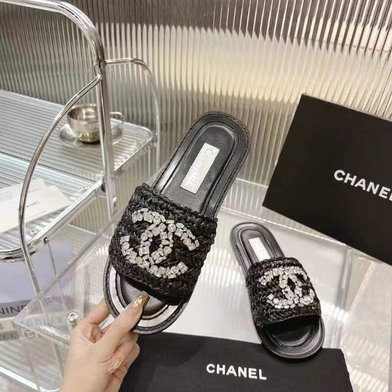 CC Slippers BLACK CALFSKIN LOGO CC - 35
