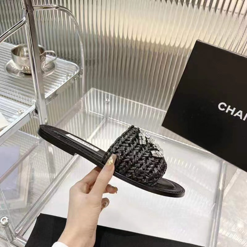 CC Slippers BLACK CALFSKIN LOGO CC - 35