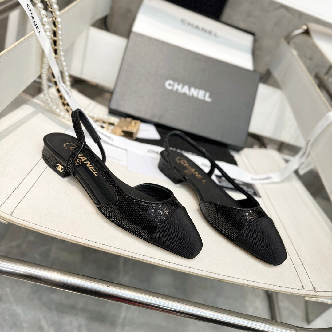 SLINGBACKS IN BLACK LAMBSKIN 1 - 34