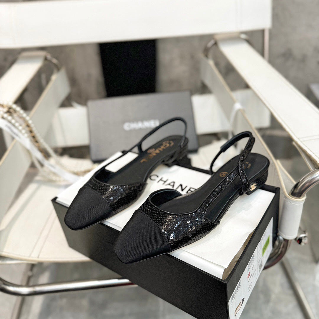 SLINGBACKS IN BLACK LAMBSKIN 1 - 34