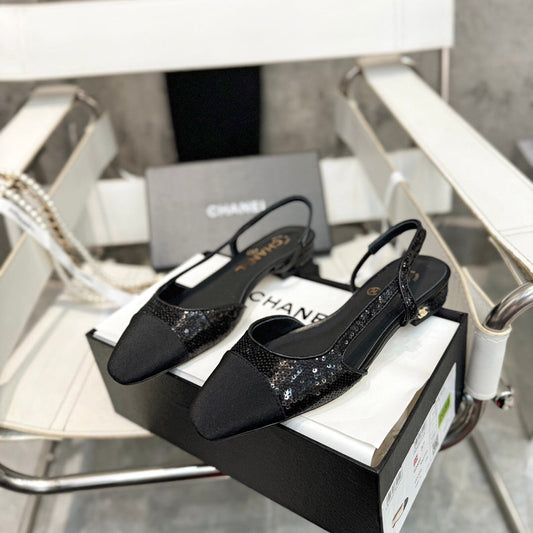 SLINGBACKS IN BLACK LAMBSKIN 1 - 34