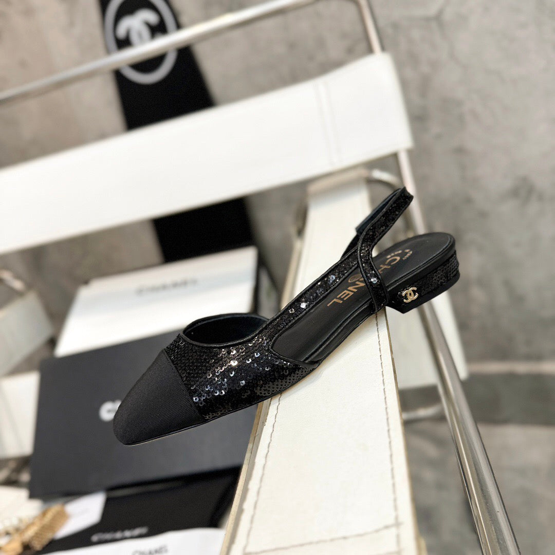 SLINGBACKS IN BLACK LAMBSKIN 1 - 34