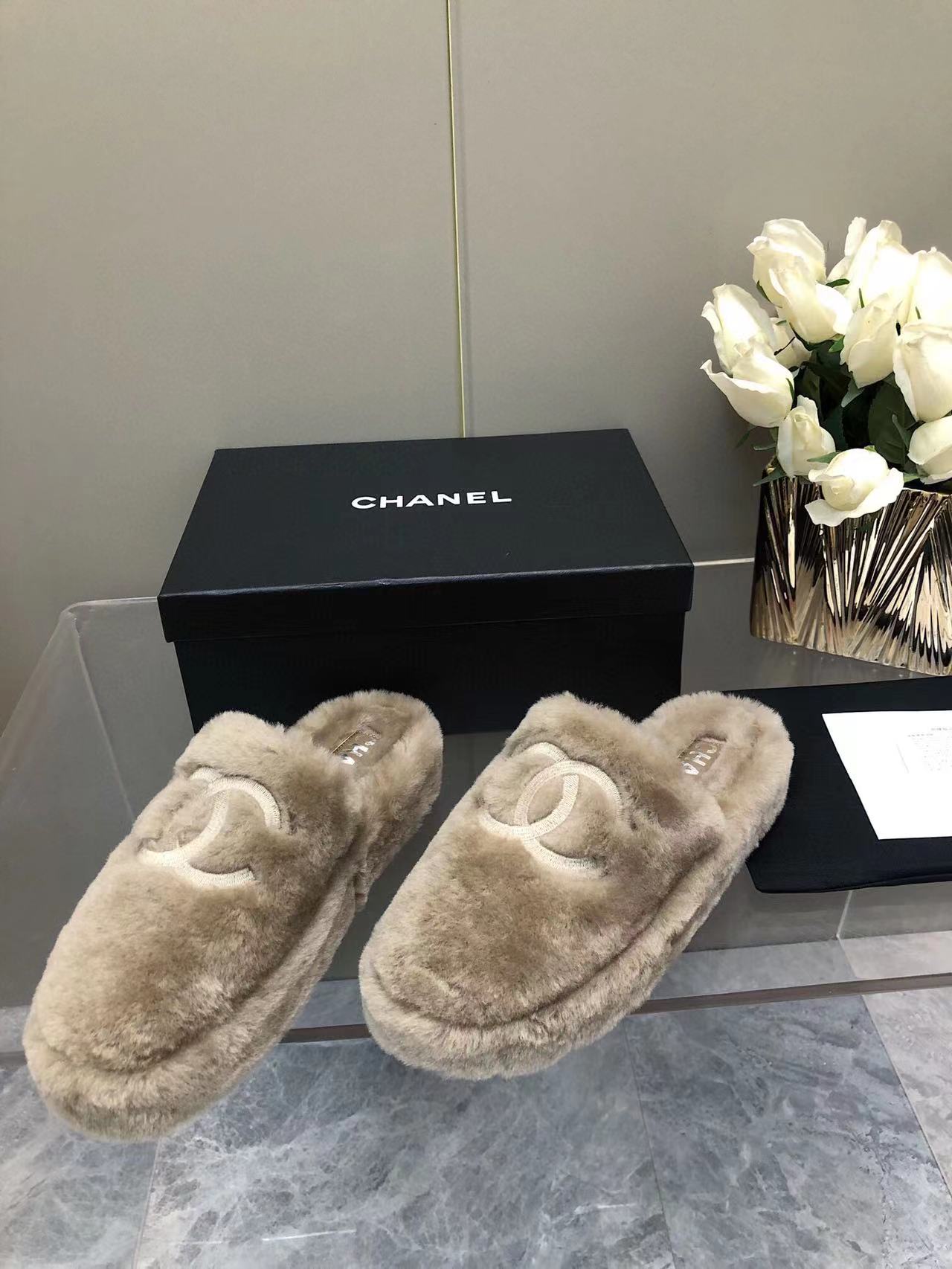 Fluffy Slippers Slides Gray - 35
