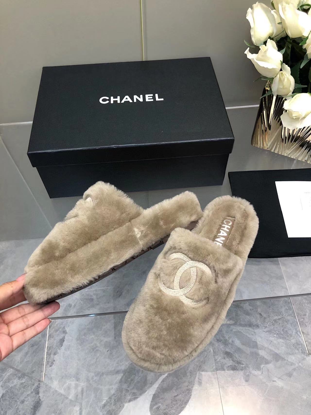 Fluffy Slippers Slides Gray - 35