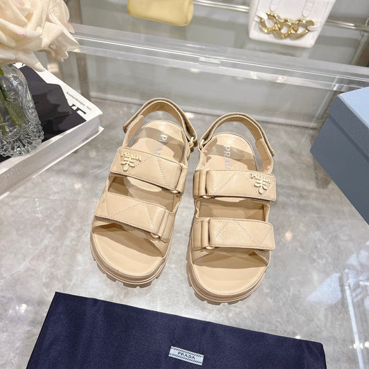 Padded Leather Slingback Sandals Lambskin Beige - 35