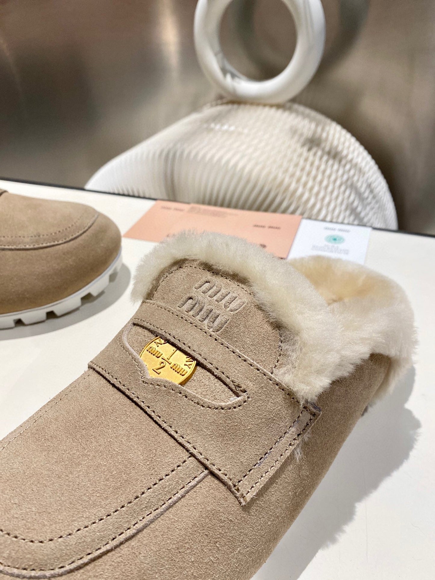 MULES SLIPPERS SHEEPWOOL SUEDE GREY - 35
