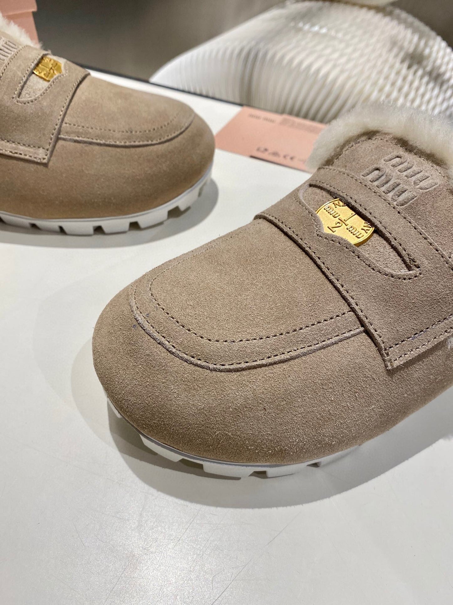 MULES SLIPPERS SHEEPWOOL SUEDE GREY - 35