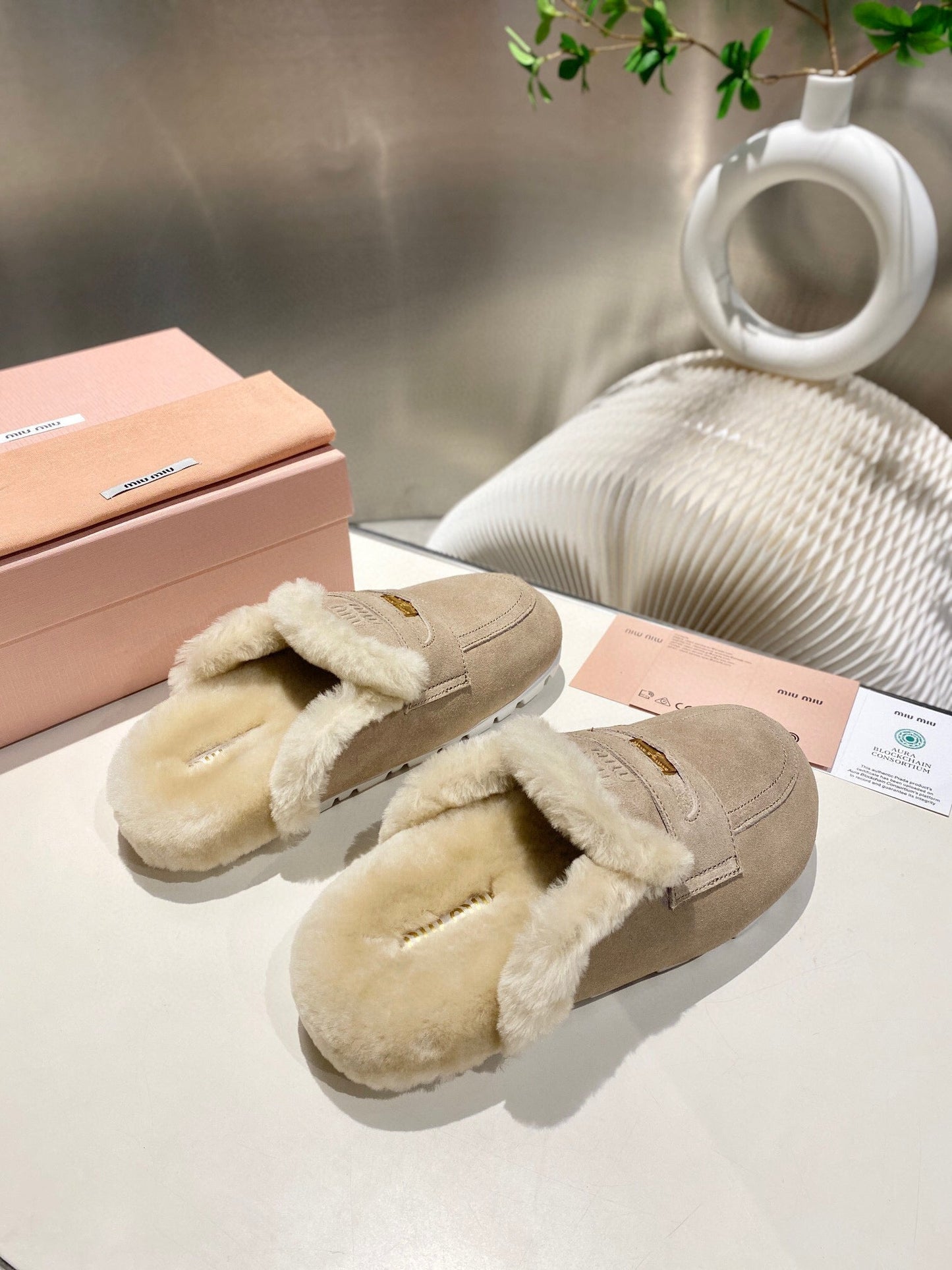 MULES SLIPPERS SHEEPWOOL SUEDE GREY - 35