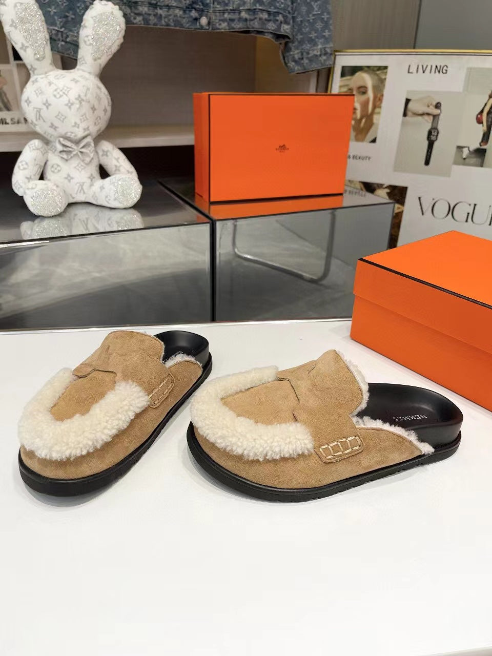 G0 MULE BEIGE SUEDE SHEARLING - 35