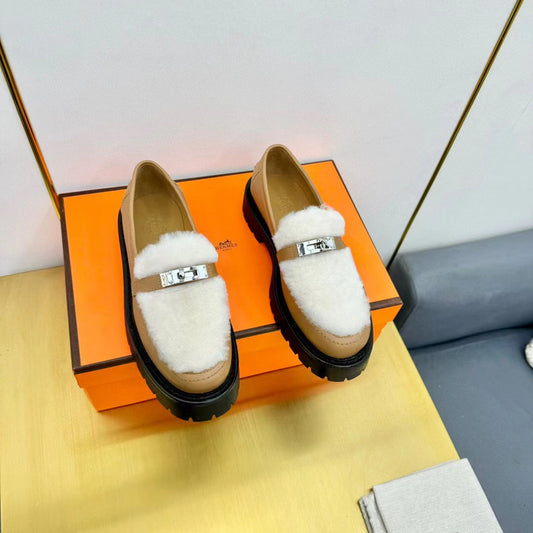 ICONE LOAFER CALFSKIN AND SHEARLING MUSTARD - 35