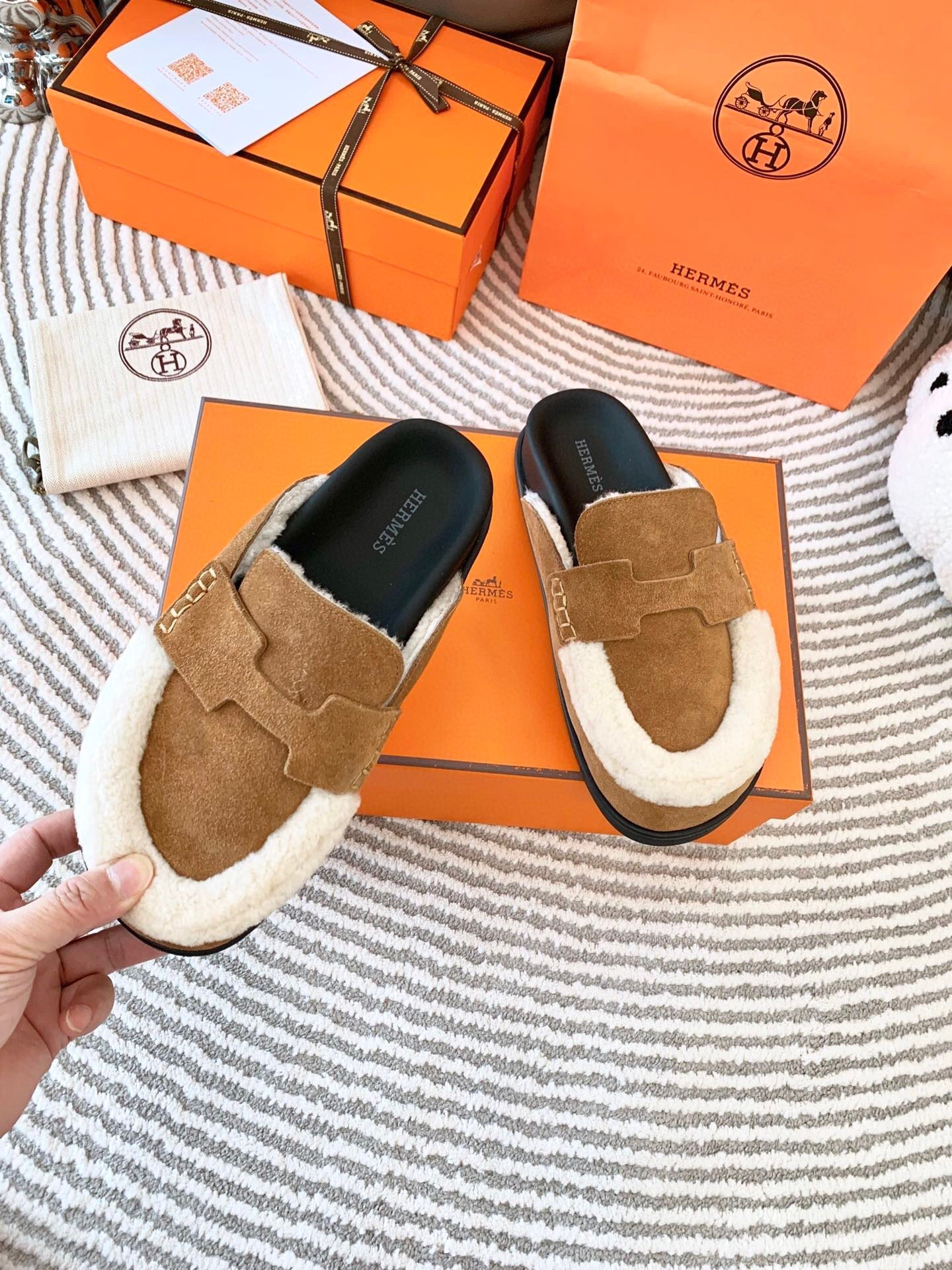 G0 MULE BROWN SUEDE SHEARLING - 35