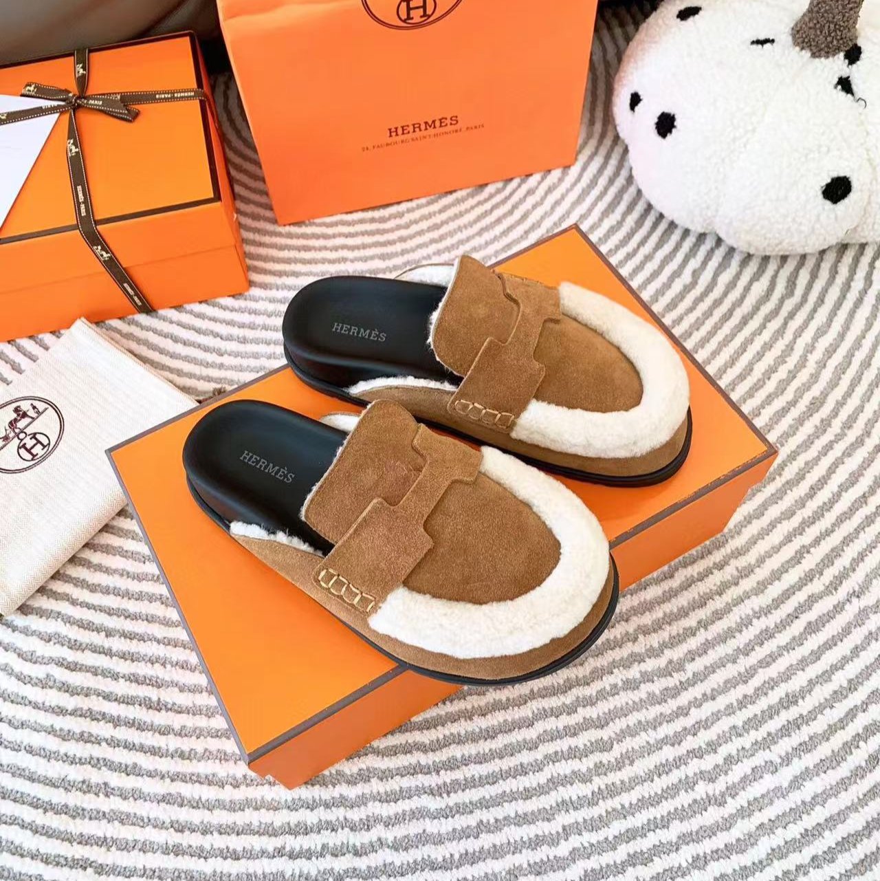 G0 MULE BROWN SUEDE SHEARLING - 35