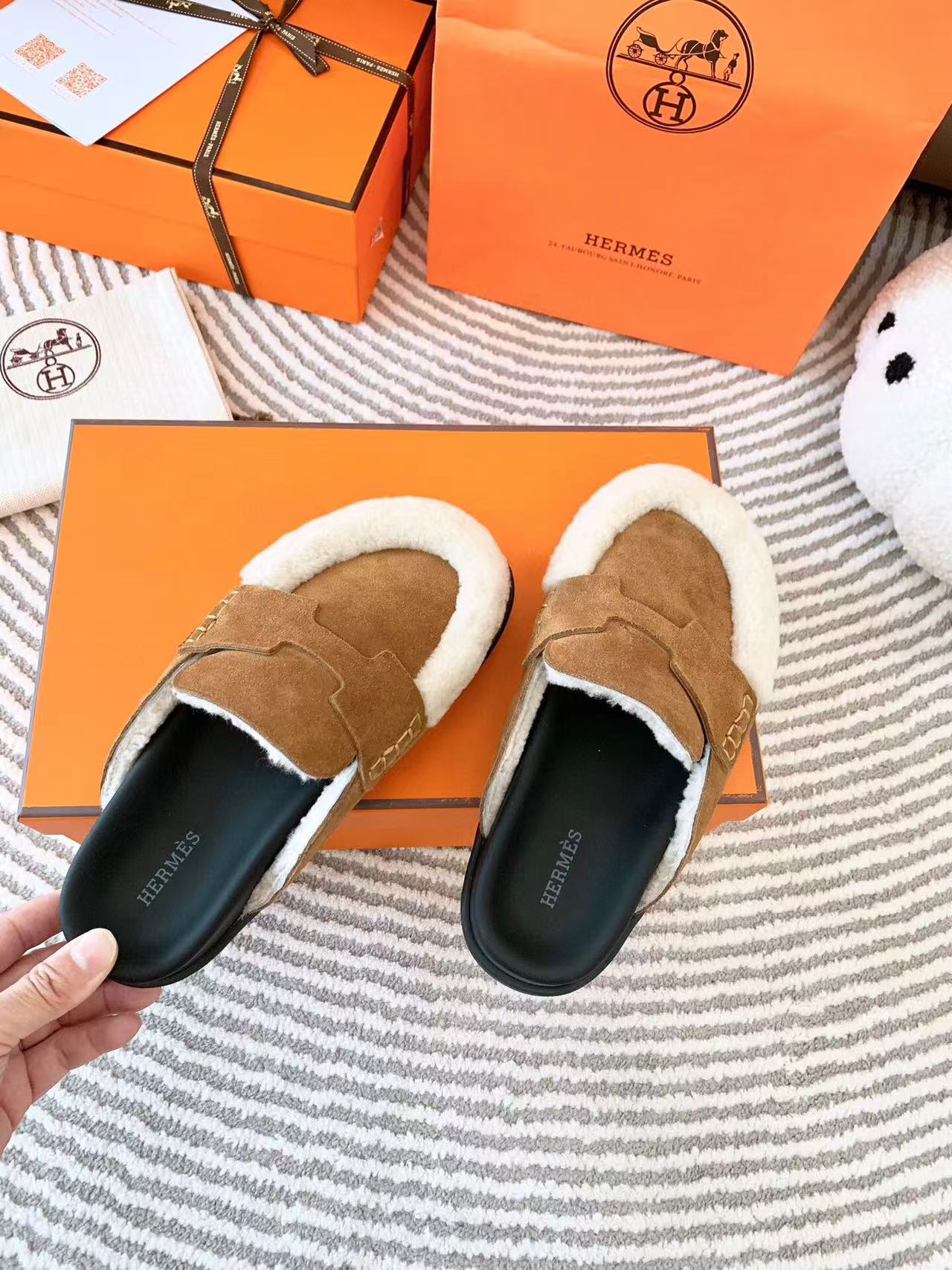 G0 MULE BROWN SUEDE SHEARLING - 35