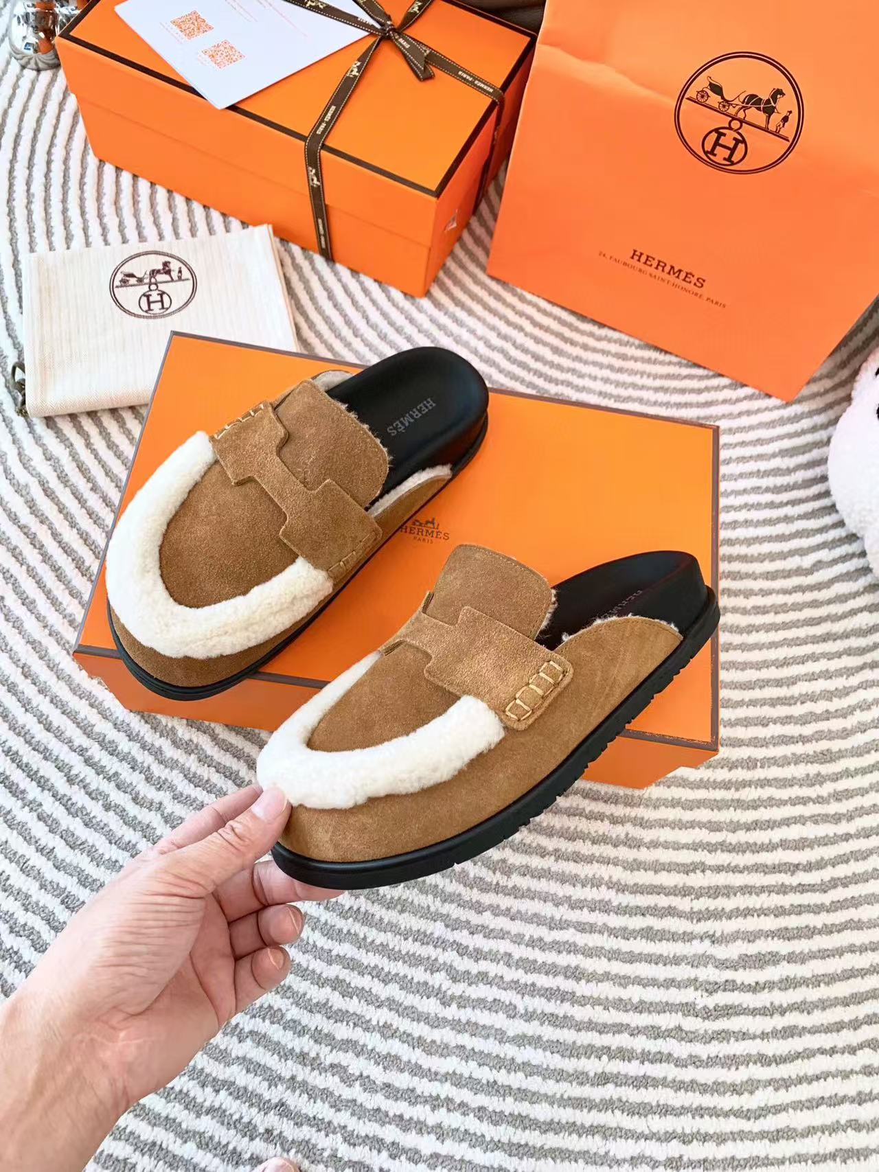 G0 MULE BROWN SUEDE SHEARLING - 35