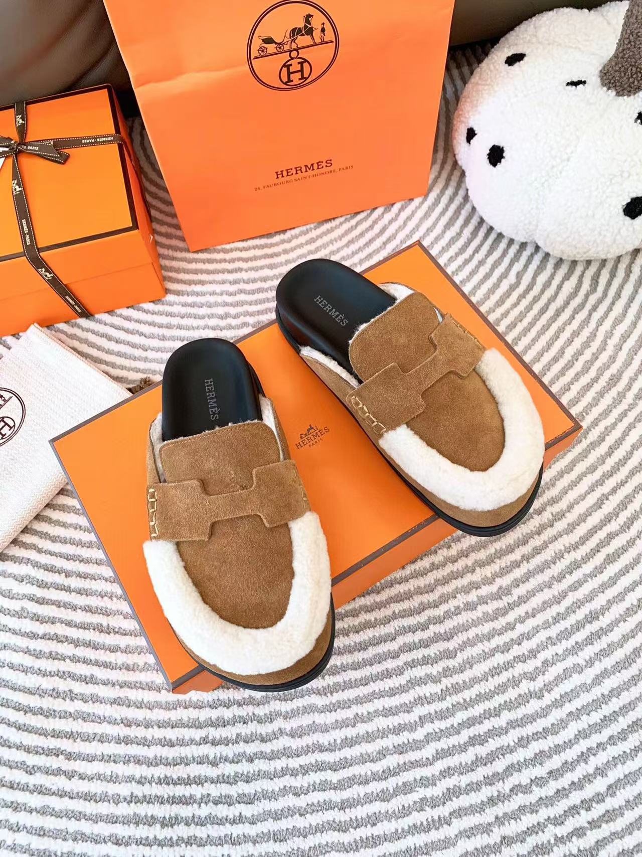 G0 MULE BROWN SUEDE SHEARLING - 35