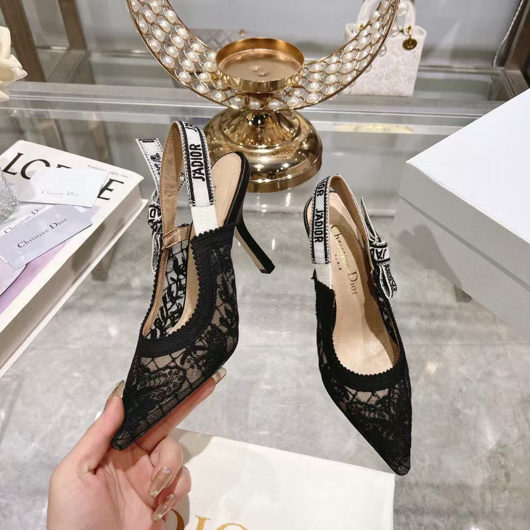 SLINGBACK J'ADIOR FLORAL BLACK LACE - 35